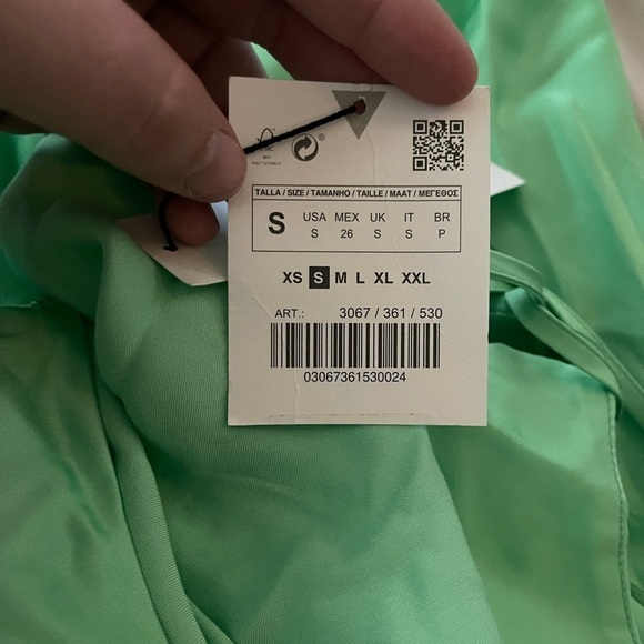 ZARA Light Green Backless Satin Midi Slip Dress Small Blogger Favorite Sexy NWT - Picture 8 of 8
